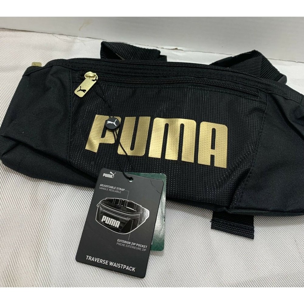 Puma NEW Black Zipper Front Belt Strap Pouch Fanny Waist Pack Sling Bag One Size